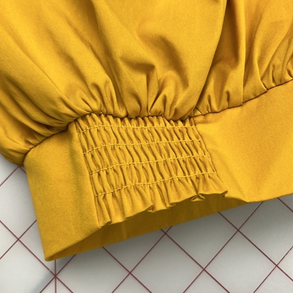 CHICO'S Cottage Coastal Smocked Puff SLV Scoop Cotton Marigold Brunch Blouse XL - Picture 13 of 16